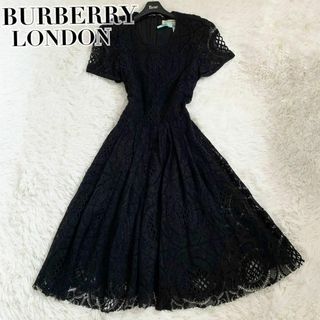 バーバリー(BURBERRY)の未使用級✨バーバリー ワンピース レース 刺繍 ドレス フレア ブラック 現行(ロングワンピース/マキシワンピース)