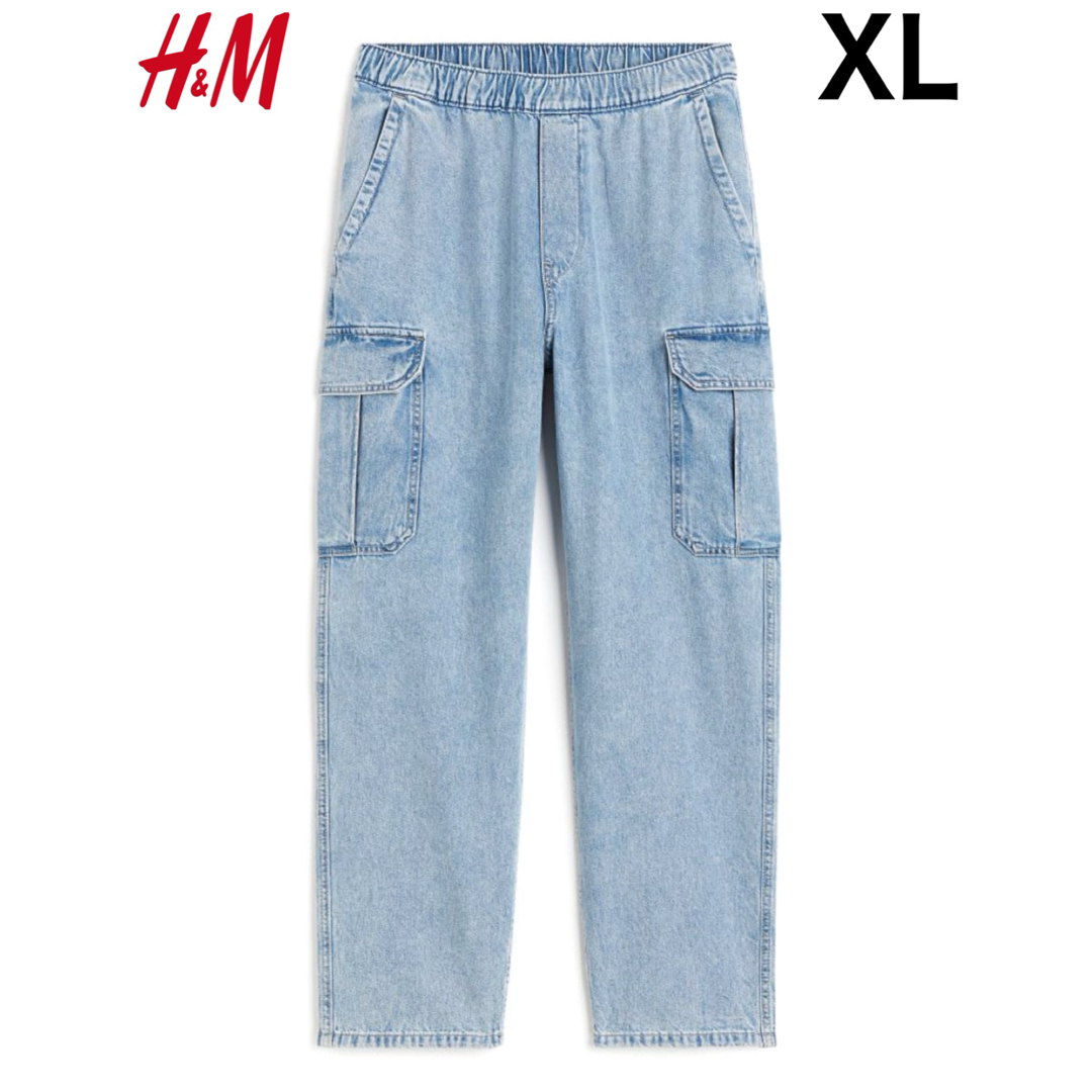 H&M(エイチアンドエム)の新品 H&M ルーズフィット デニム カーゴパンツ XL メンズのパンツ(デニム/ジーンズ)の商品写真