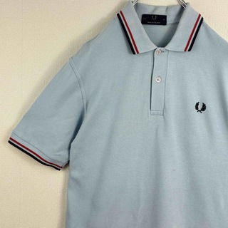 フレッドペリー(FRED PERRY)のフレッドペリー　ポロシャツ　イングランド製　M12 水色　紺赤　38 M(ポロシャツ)