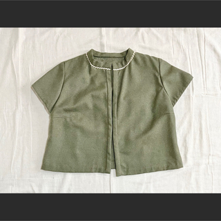 4️⃣ khaki jacket ／ vintage(ノーカラージャケット)