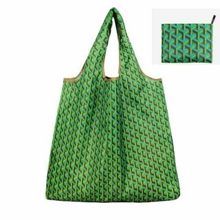 ●新品●エコバッグ 折りたたみ M＜緑色柄＞大容量 便利 買い物バッグ レジ袋(エコバッグ)