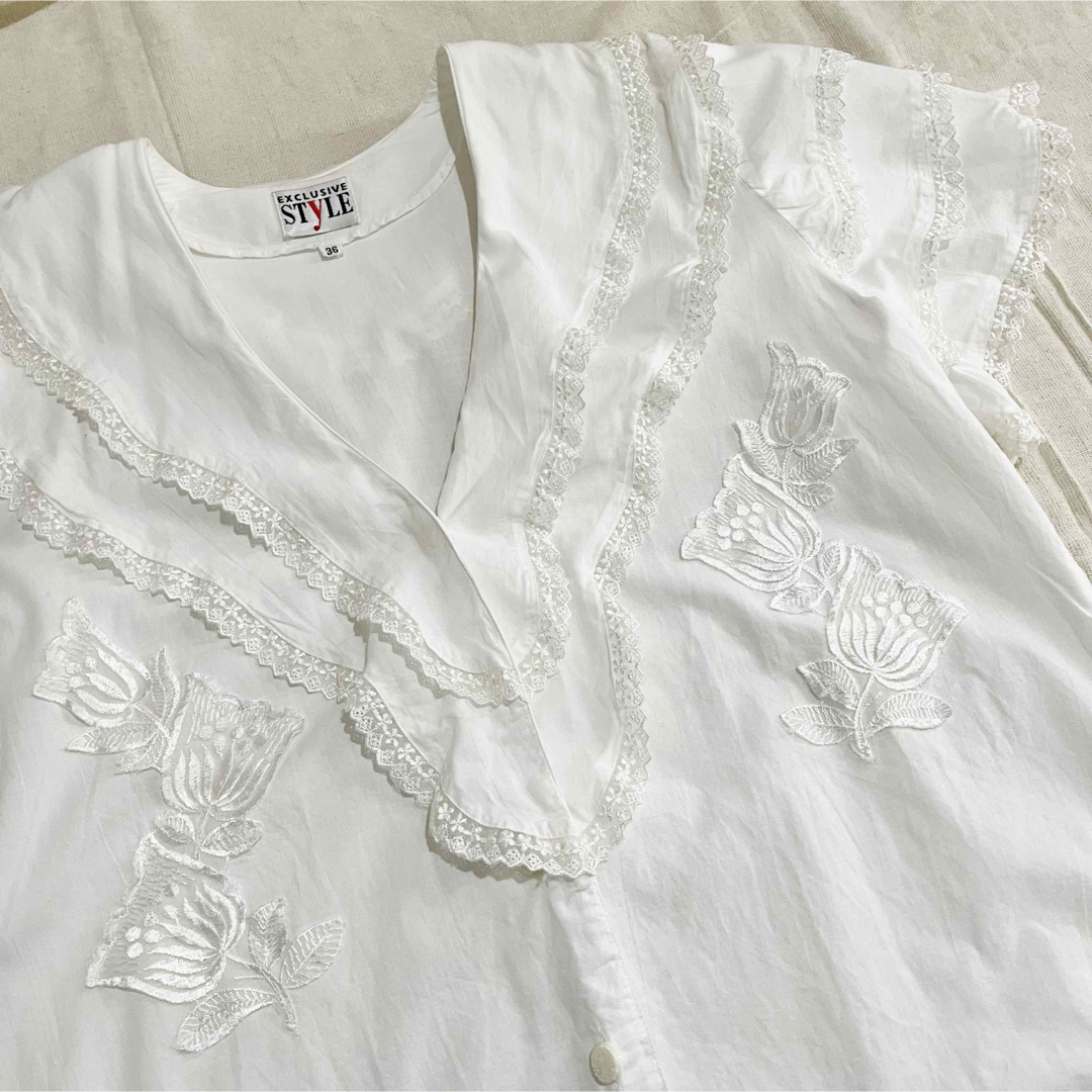 4️⃣ frill blouse ／ vintage レディースのトップス(シャツ/ブラウス(半袖/袖なし))の商品写真