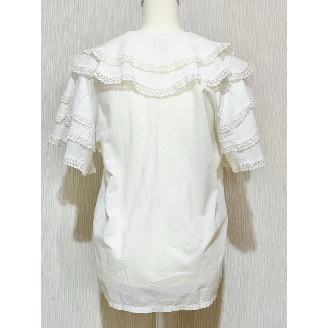 4️⃣ frill blouse ／ vintage レディースのトップス(シャツ/ブラウス(半袖/袖なし))の商品写真