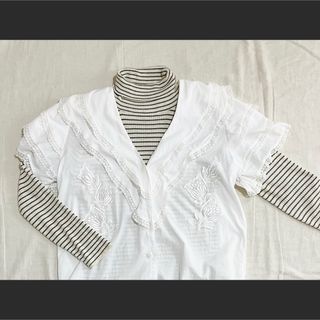 4️⃣ frill blouse ／ vintage(シャツ/ブラウス(半袖/袖なし))