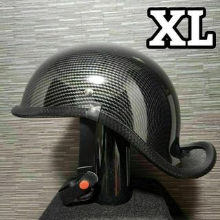 XL　ダックテール 　カーボン調　ヘルメット　半ヘル　キャップ　半帽(ヘルメット/シールド)