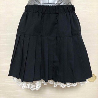 黒　ブラック　プリーツスカート(ひざ丈スカート)