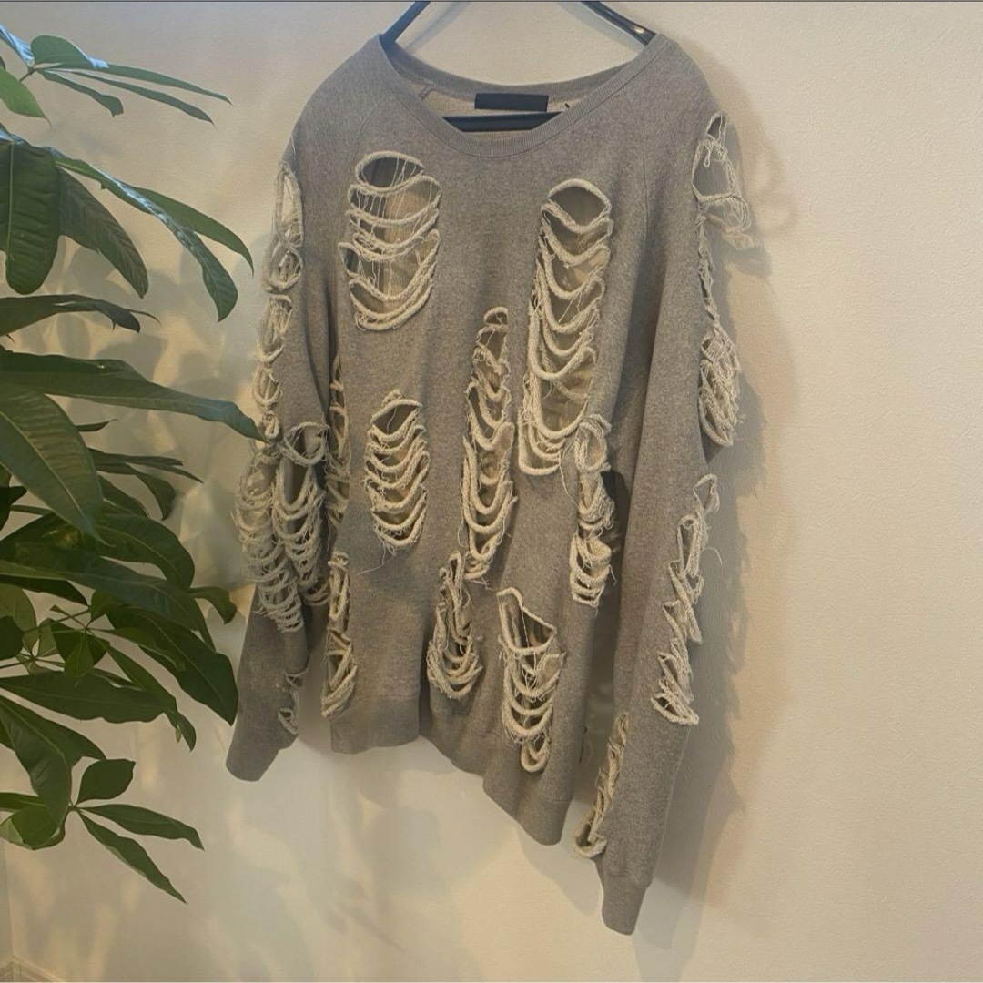 【新品未使用】JUN NAKAYAMA　DISTRESSED CREWNECK メンズのトップス(ニット/セーター)の商品写真