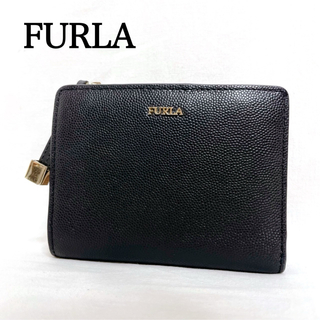 Furla - 美品✨️FURLA フルラ  二つ折り財布 黒 レザー L字ファスナー
