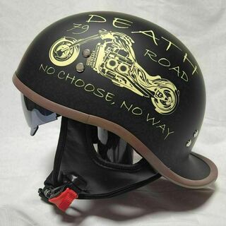 ダックテールヘルメット　バイザー付　グラフィック　キャップ型　半帽　　半ヘル(ヘルメット/シールド)