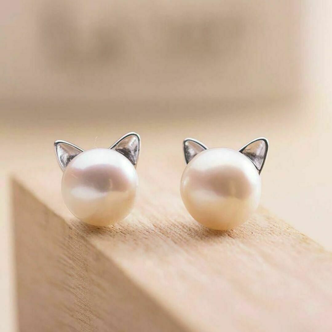 ⭐️フォロー割⭐️ピアス シルバー 猫 亜鉛合金 大人気 ネコ #C155-1 レディースのアクセサリー(ピアス)の商品写真