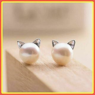 ⭐️フォロー割⭐️ピアス シルバー 猫 亜鉛合金 大人気 ネコ #C155-1(ピアス)