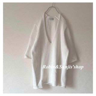 ドゥーズィエムクラス(DEUXIEME CLASSE)のDeuxieme Classe White Vネック cotton knit(ニット/セーター)