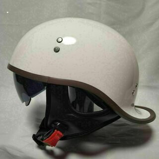 ダックテールヘルメット　バイザー付　ホワイト　半帽　キャップ型　半ヘル(ヘルメット/シールド)