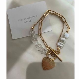 2連bracelet      14kgp gold , clear×pearl(ブレスレット/バングル)