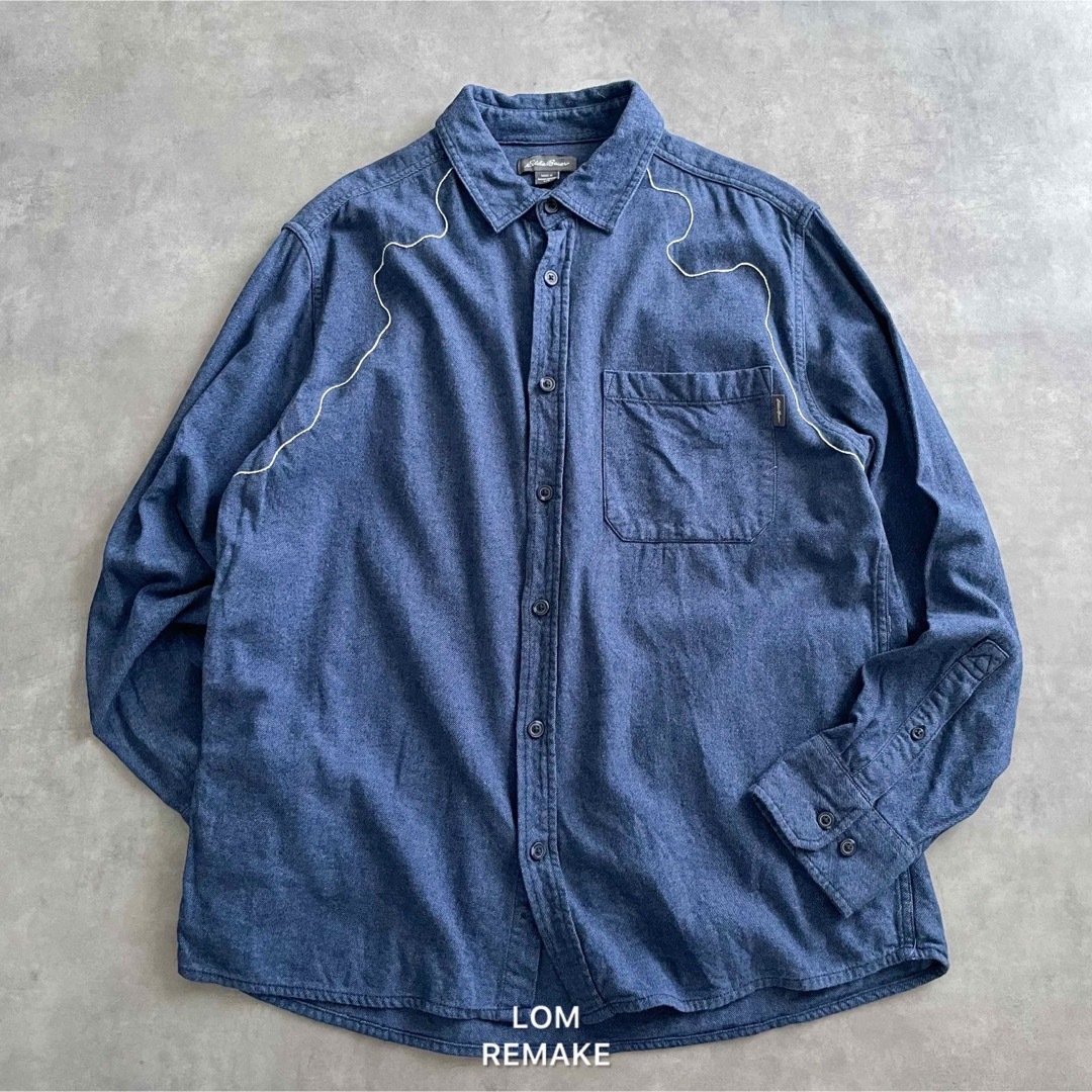 "remake" 曲線 1.05 navy plaid shirt. 長袖 メンズのトップス(シャツ)の商品写真