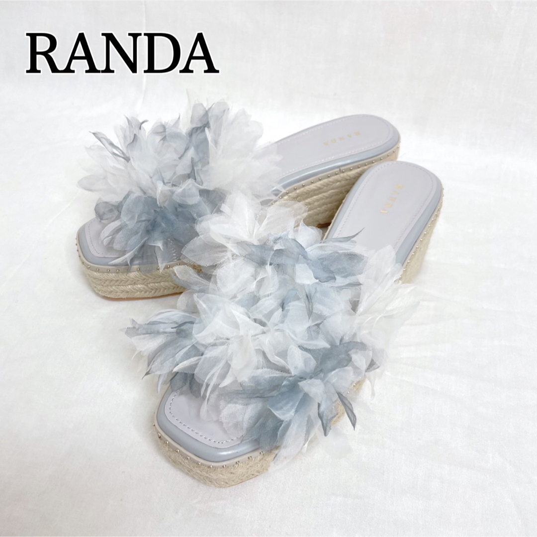 RANDA(ランダ)の美品 RANDA ランダグラデーションフラワーウェッジサンダル （BLUE）LL レディースの靴/シューズ(サンダル)の商品写真