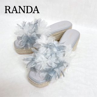 RANDA - 美品 RANDA ランダグラデーションフラワーウェッジサンダル （BLUE）LL