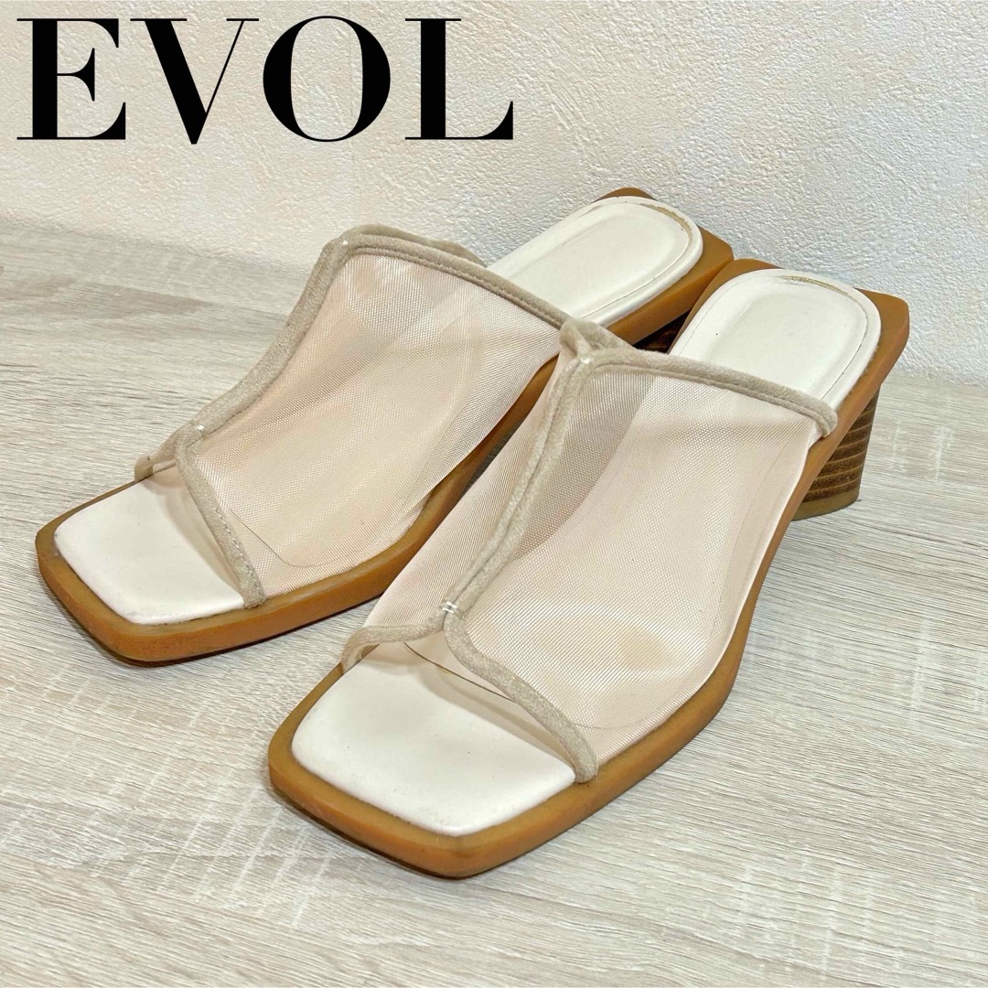 EVOL(イーボル)の【EVOL】 イーボル　シアーサンダル　アイボリー　白　Sサイズ レディースの靴/シューズ(サンダル)の商品写真