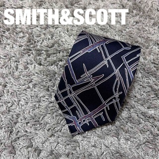 メンズ　ネクタイ　絹　SMITH&SCOTT ビジネス　フォーマル　ネイビー(ネクタイ)