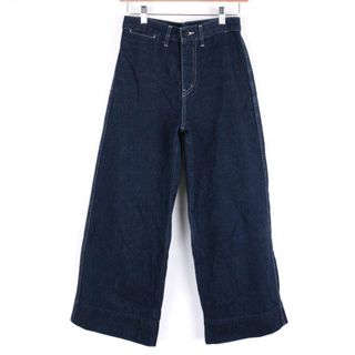 ユニクロ(UNIQLO)のユニクロ デニムパンツ ワイド シンプル ジーンズ レディース 23(58.5)サイズ ネイビー UNIQLO(デニム/ジーンズ)