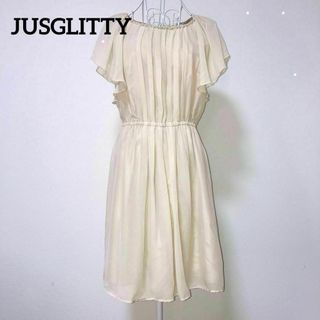 ジャスグリッティー(JUSGLITTY)のJUSGLITTY ジャスグリッティー シフォン ビジュー 春ワンピース(ひざ丈ワンピース)