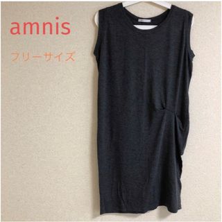 【500円SALE】amnis  ノースリーブワンピース　チュニック　グレー(ひざ丈ワンピース)