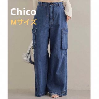 フーズフーチコ(who's who Chico)の週末限定価格【新品未使用】Chico ワイドカーゴデニムパンツ　ブルー(デニム/ジーンズ)