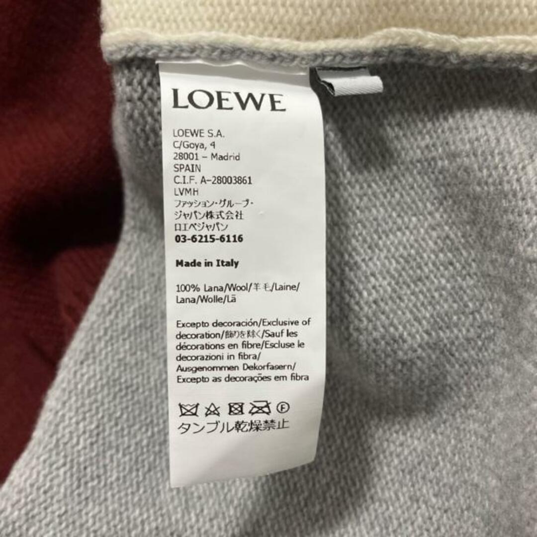 LOEWE(ロエベ)のLOEWE(ロエベ) 長袖セーター サイズL レディース新品同様  - アイボリー×ボルドー×マルチ Vネック レディースのトップス(ニット/セーター)の商品写真
