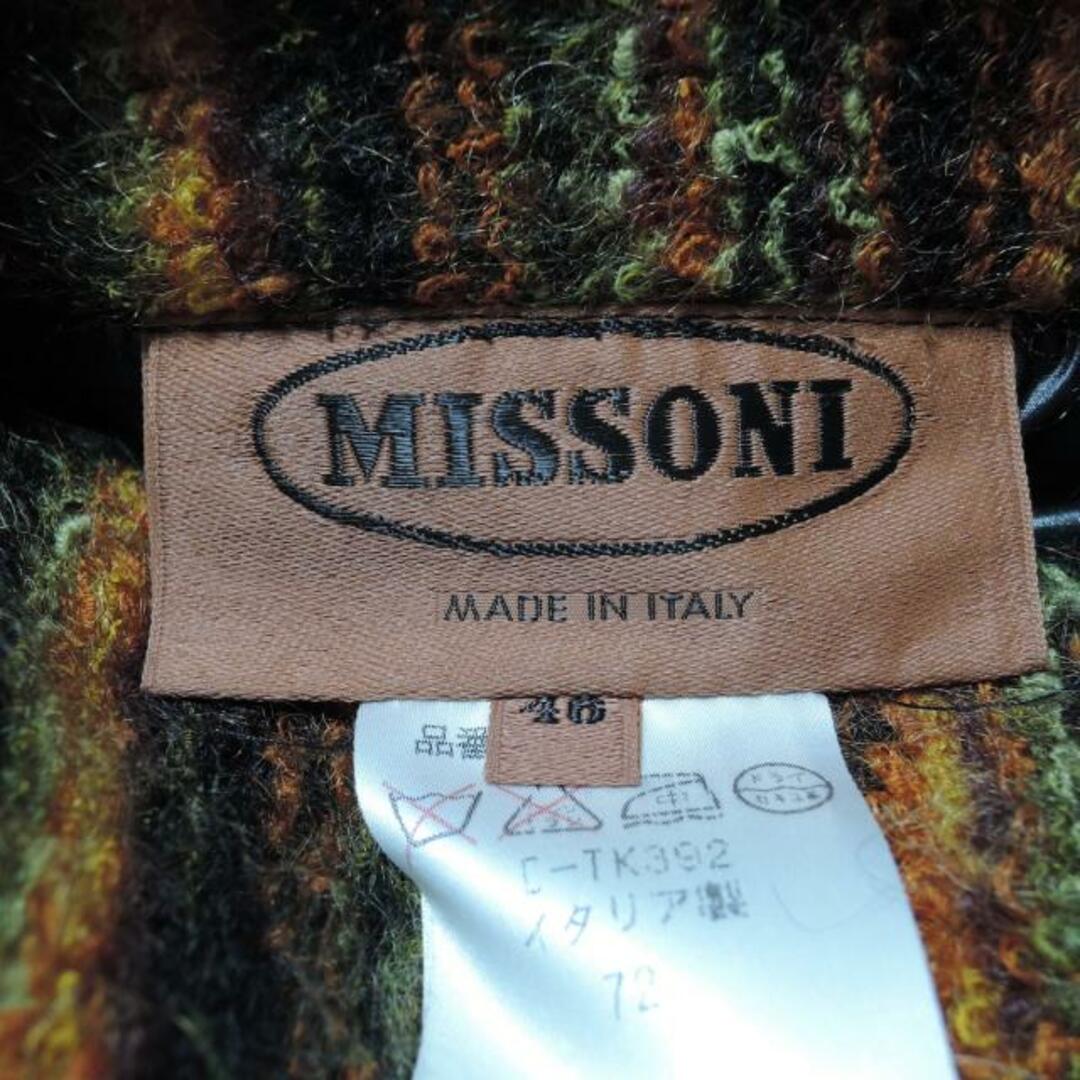 MISSONI(ミッソーニ)のMISSONI(ミッソーニ) コート サイズ46 L レディース美品  - 黒×オレンジ×マルチ 長袖/ボーダー/リバーシブル/中綿/秋/冬 レディースのジャケット/アウター(その他)の商品写真