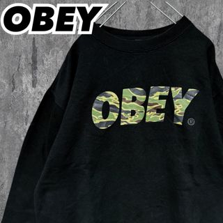 オベイ(OBEY)のOBEY オベイ スウェットトレーナー ビッグロゴ 迷彩 オーバーサイズ 古着(スウェット)