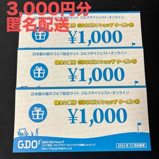 GDOの株主優待券　ゴルフショップクーポン3000円分(ショッピング)