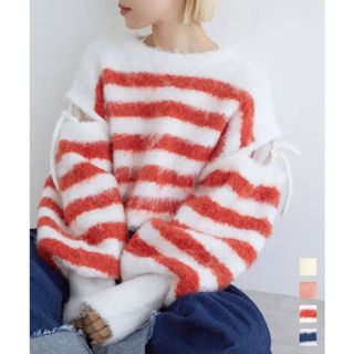 ダブルクローゼット(w closet)の定価5940円　新品タグ付　ブークレ起毛肩開きプルオーバー(ニット/セーター)