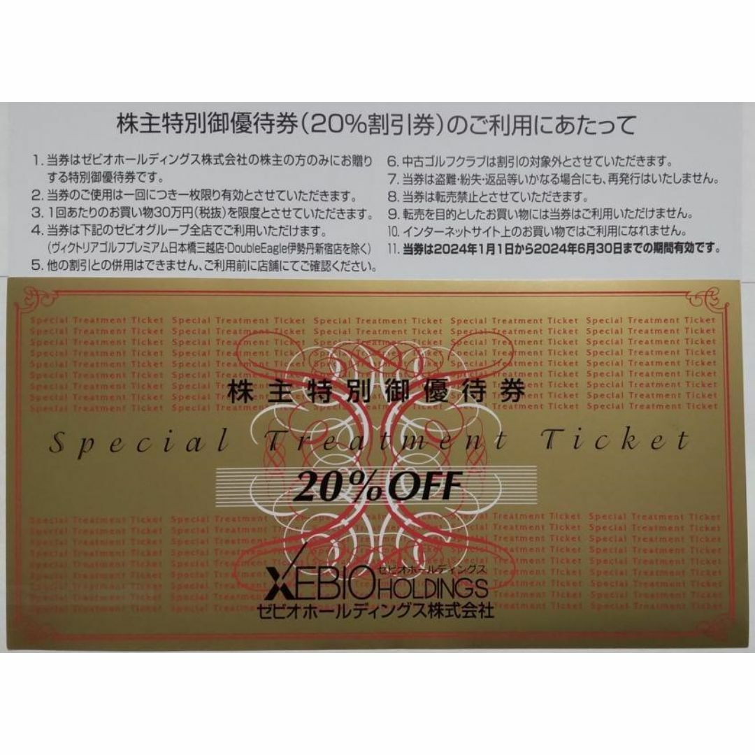 ゼビオホールディングス 株主優待( 20％OFF券1枚) チケットの優待券/割引券(その他)の商品写真