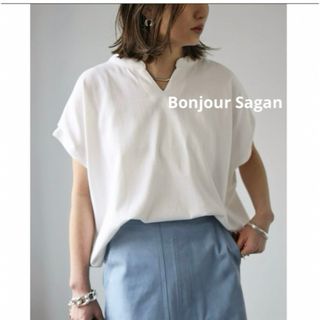 BONJOUR SAGAN - Bonjour Sagan フレンチスリーブキーネックトップス