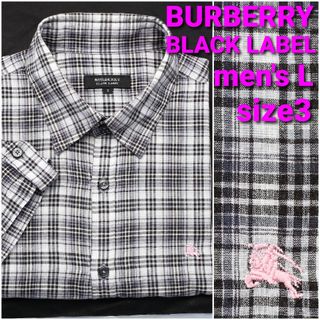 BURBERRY 半袖薄手シャツ size3 メンズL チェック柄 ボタンダウン