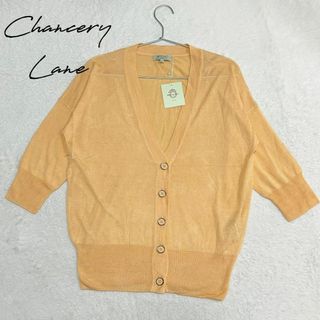 Chancery Lane カーディガン　薄手　XLサイズ　シルク　オレンジ(カーディガン)