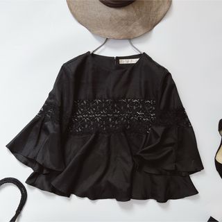 Dot＆Stripes レースフレアスリーブブラウス CHILD WOMAN