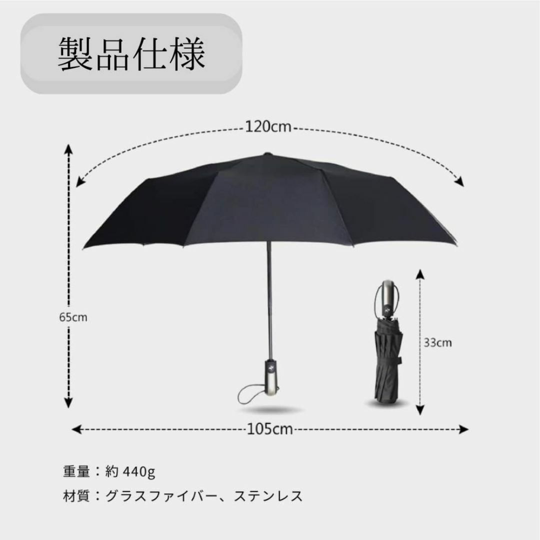 【色: 黒】折りたたみ傘 晴雨兼用 梅雨対策 10本骨 日焼け止め対策 自動開閉 メンズのファッション小物(その他)の商品写真