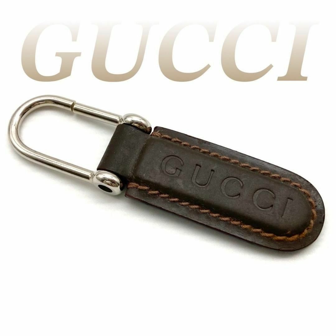 Gucci(グッチ)のグッチ ロゴ キーホルダー レザー ブラウン 60416 レディースのファッション小物(キーホルダー)の商品写真