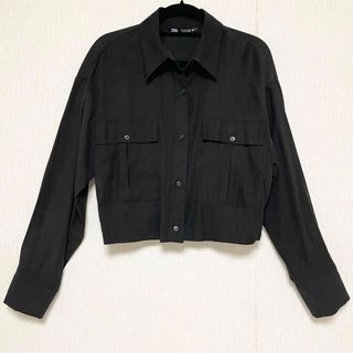 ZARA ザラ クロップド シャツ ジャケット S ブラック