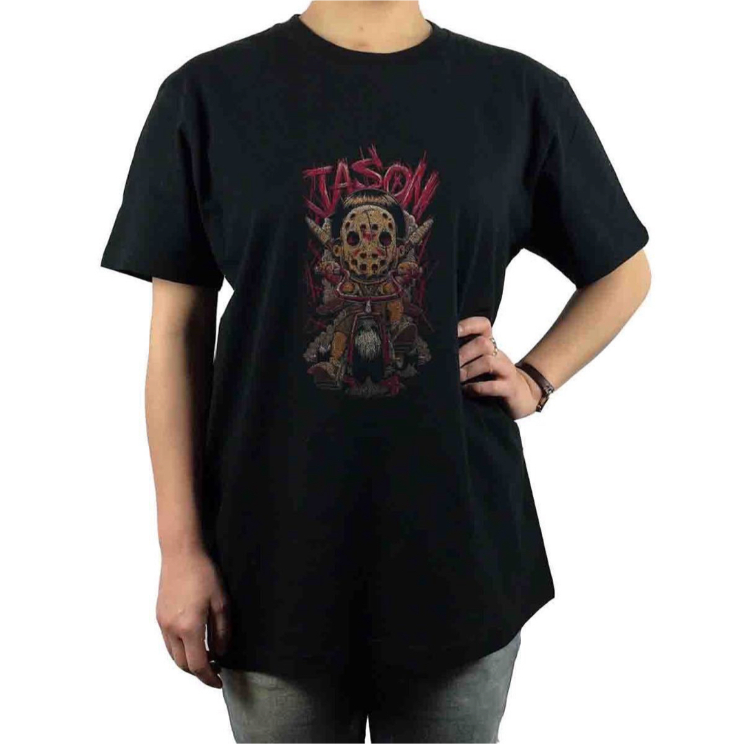 新品 13日の金曜日 ジェイソン ごっこ 子供 時代 マスク 三輪車 Tシャツ メンズのトップス(Tシャツ/カットソー(半袖/袖なし))の商品写真