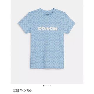 コーチ(COACH)の新品 COACH シグネチャーシャンブレーTシャツ S ブルーマルチ 綿100%(Tシャツ(半袖/袖なし))