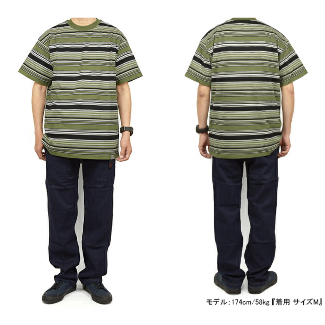 carhartt(カーハート)の未使用 Carhartt ラファティー ボーダー Tシャツ M ストライプキウイ メンズのトップス(Tシャツ/カットソー(半袖/袖なし))の商品写真