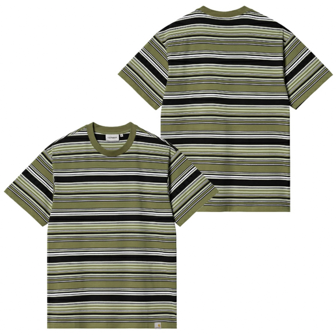 carhartt(カーハート)の未使用 Carhartt ラファティー ボーダー Tシャツ M ストライプキウイ メンズのトップス(Tシャツ/カットソー(半袖/袖なし))の商品写真