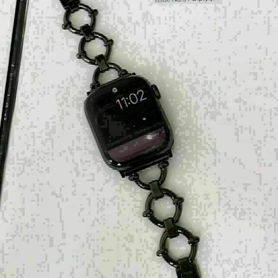 ★Apple Watch　38/40/41mm　ブラック　チェーンベルト★ レディースのファッション小物(腕時計)の商品写真