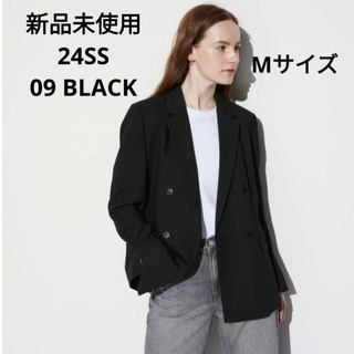 ユニクロ(UNIQLO)の新品未使用 ユニクロ 24SS ダブルジャケット ブラック Mサイズ(テーラードジャケット)