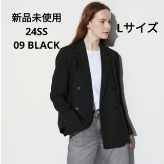 ユニクロ(UNIQLO)の新品未使用 ユニクロ 24SS ダブルジャケット ブラック Lサイズ(テーラードジャケット)