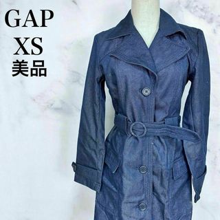 ギャップ(GAP)の【美品】GAP デニムトレンチコート　ベルト付　Aライン　インディゴ(トレンチコート)