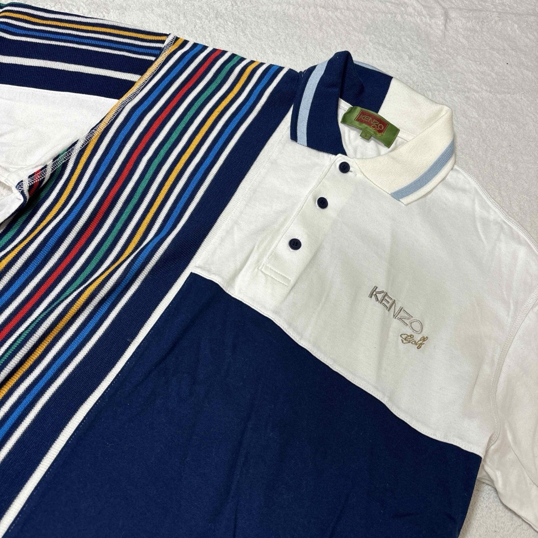 KENZO(ケンゾー)のKENZO golf ケンゾーゴルフ　メンズ　マルチカラー　ポロシャツ　Lサイズ スポーツ/アウトドアのゴルフ(ウエア)の商品写真