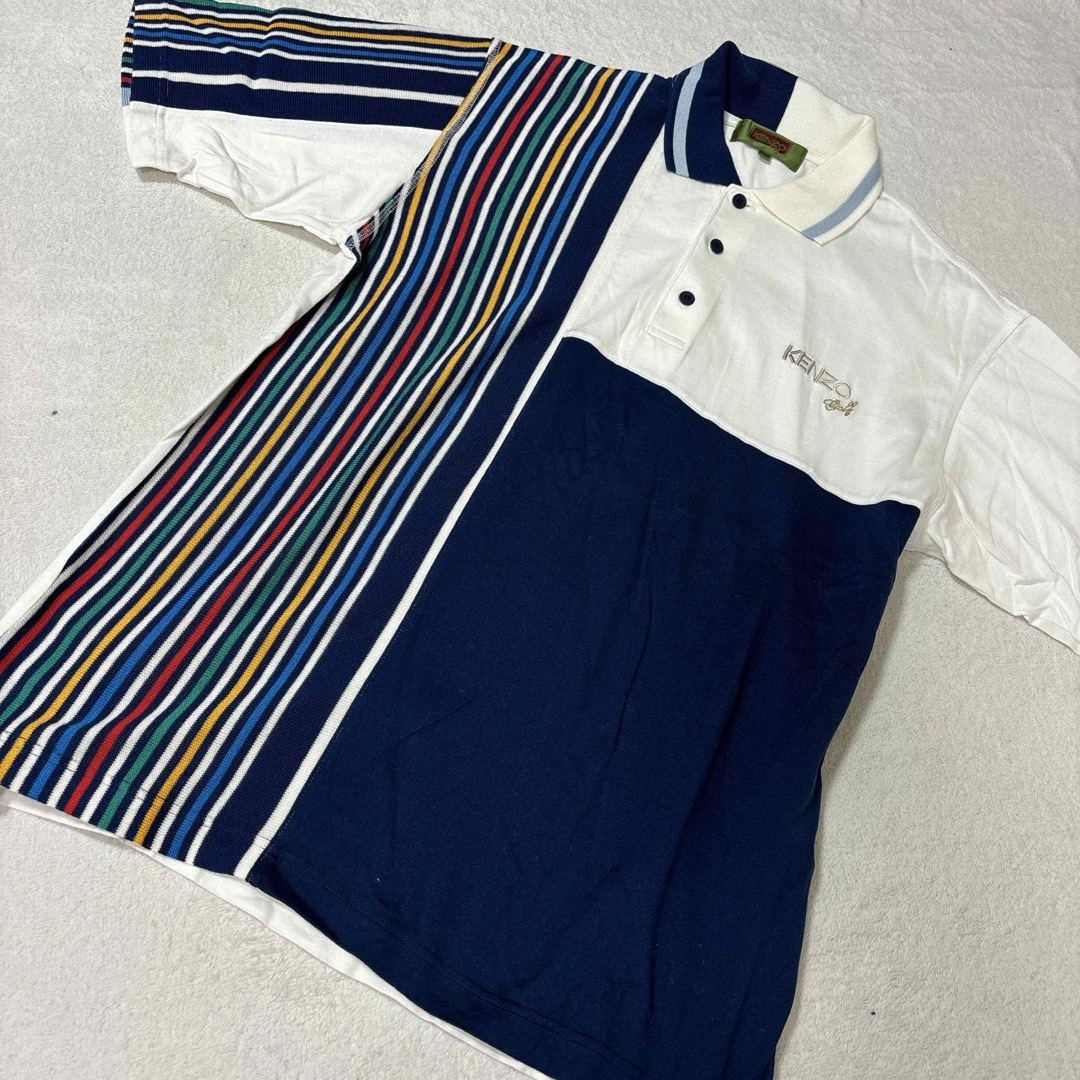 KENZO(ケンゾー)のKENZO golf ケンゾーゴルフ　メンズ　マルチカラー　ポロシャツ　Lサイズ スポーツ/アウトドアのゴルフ(ウエア)の商品写真